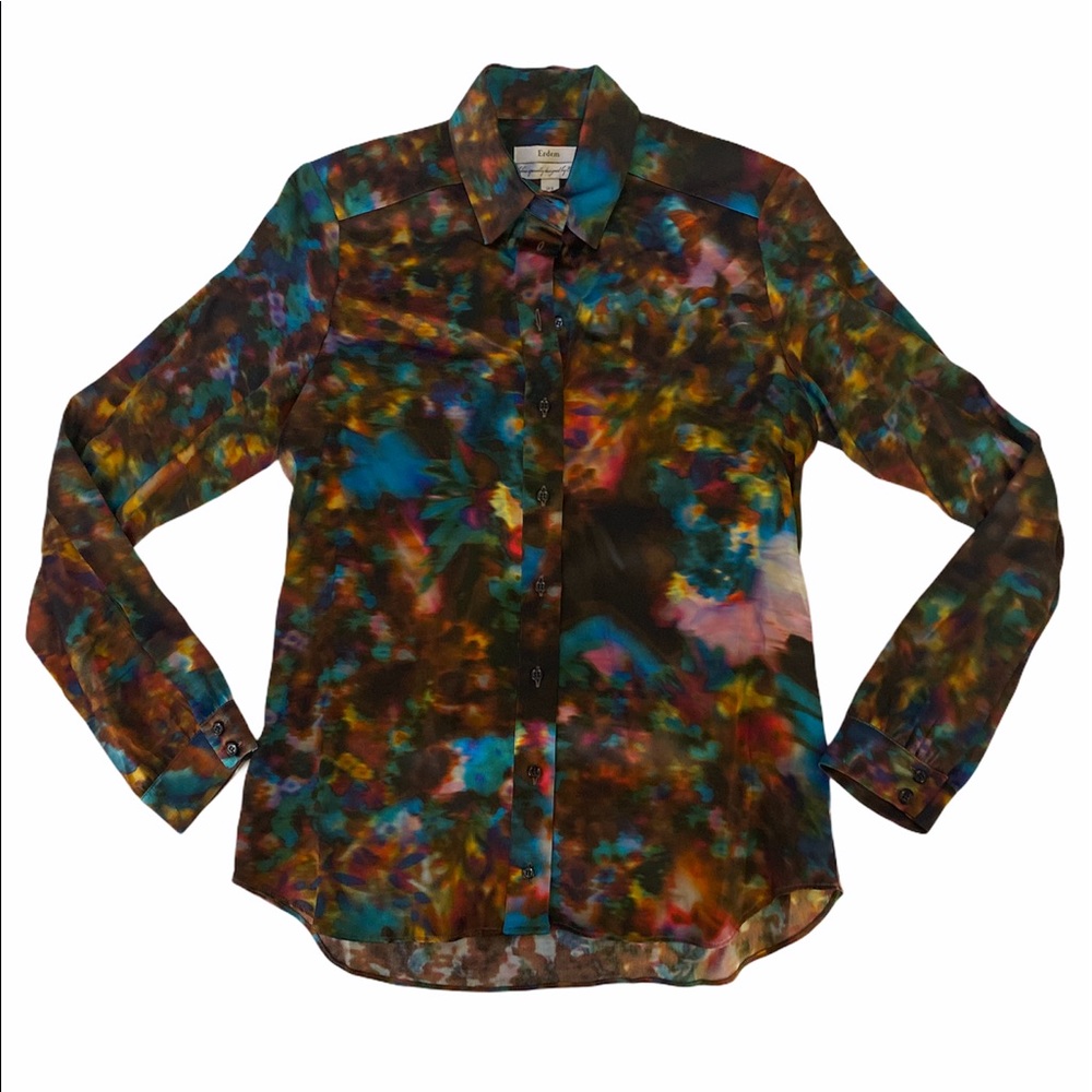 Erdem Silk Multicolor Tie-Dye Blouse